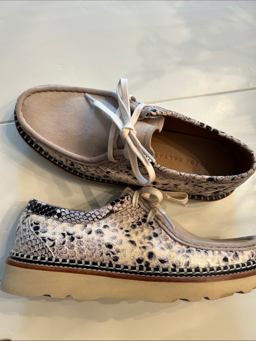 Freda Salvador Willow Lug Snakeskin Moccasin - Picture 7 of 8